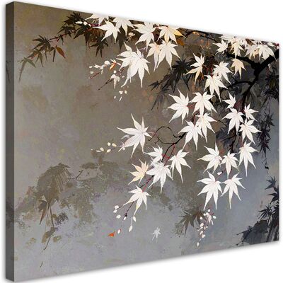 FEEBY Impresión De Imagen Hojas De Arce Plantas Blanco-beige 120x80 FEEBY Impresión De Imagen Hojas De Arce Plantas Blanco-beige 120x80