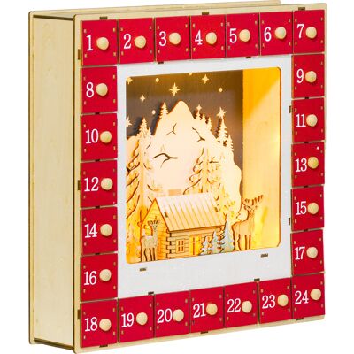 JHY DESIGN Calendario De Adviento Led, Adornos Navideños De Madera, 24 Cajones Para Llenar, Decoración Luminosa, Rojo. JHY DESIGN Calendario De Adviento Led, Adornos Navideños De Madera, 24 Cajones Para Llenar, Decoración Luminosa, Rojo.