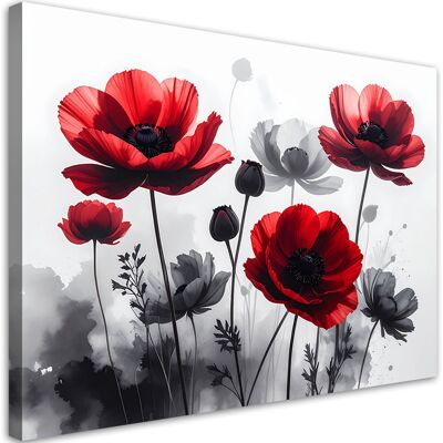FEEBY Impresión De Imagen Flores Rojas Y Grises Plantas 120x80 FEEBY Impresión De Imagen Flores Rojas Y Grises Plantas 120x80