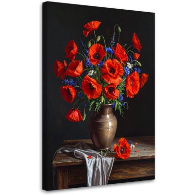 FEEBY Cuadro En Lienzo, Ramo De Amapolas Rojas En Un Jarrón, 80x120 FEEBY Cuadro En Lienzo, Ramo De Amapolas Rojas En Un Jarrón, 80x120