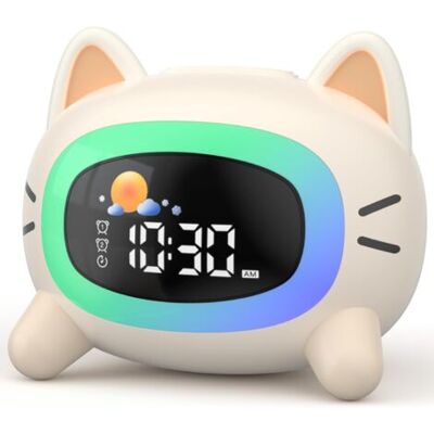 OEM Despertador Educativo Para Niños Con Luz Nocturna, Sonidos, 2 Alarmas, Modo Fin De Semana, Recargable, Diseño De Gato OEM Despertador Educativo Para Niños Con Luz Nocturna, Sonidos, 2 Alarmas, Modo Fin De Semana, Recargable, Diseño De Gato