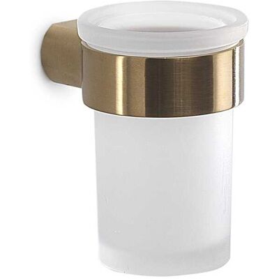 KIAMAMI VALENTINA Portacepillos De Pared Oro Mate En Latón Y Vidrio Satinado Palazzo KIAMAMI VALENTINA Portacepillos De Pared Oro Mate En Latón Y Vidrio Satinado Palazzo