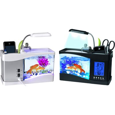 OEM Mini Acuario Usb Multifuncional Con Reloj Led, Pantalla Lcd, Caja De Almacenamiento Para Llaves Y Plantas – Acrílico, 24 Cm, Iluminación De Colores OEM Mini Acuario Usb Multifuncional Con Reloj Led, Pantalla Lcd, Caja De Almacenamiento Para Llaves Y Plantas – Acrílico, 24 Cm, Iluminación De Colores