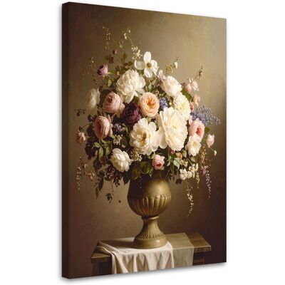 FEEBY Impresión De Imagen, Ramo De Flores En Un Jarrón Vintage, 80x120 FEEBY Impresión De Imagen, Ramo De Flores En Un Jarrón Vintage, 80x120