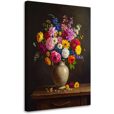 FEEBY Impresión De Imagen, Naturaleza Muerta Con Ramo De Flores En Un Jarrón, 80x120 FEEBY Impresión De Imagen, Naturaleza Muerta Con Ramo De Flores En Un Jarrón, 80x120