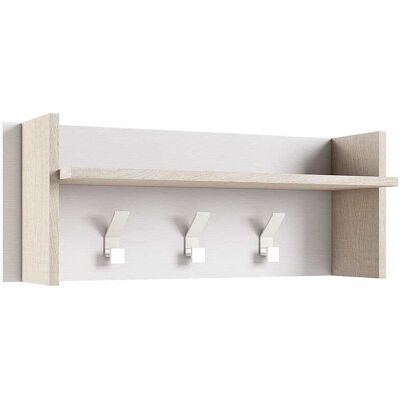 Kiamami Valentina - Panel De Perchas De 3 Ganchos En Blanco Y Roble Kiamami Valentina - Panel De Perchas De 3 Ganchos En Blanco Y Roble