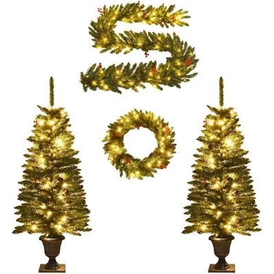 vidaXL 2 Árboles de Navidad artificiales con corona, guirnalda y LEDs - Conjunto de Árboles Navideños vidaXL 2 Árboles de Navidad artificiales con corona, guirnalda y LEDs - Conjunto de Árboles Navideños