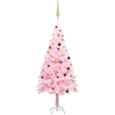 vidaXL Árbol de Navidad rosa con luces preiluminadas - 210cm PVC vidaXL Árbol de Navidad rosa con luces preiluminadas - 210cm PVC
