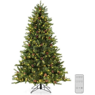180cm Árbol De Navidad Artificial, 470 Luces Led Blancas Cálidas, 3 Modos De Iluminación, Brillo Ajustable, 74 Conos De Pino, 944 Puntas De Rama, Árbol De Navidad Con Temporizador Automático - Costway 180cm Árbol De Navidad Artificial, 470 Luces Led Blancas Cálidas, 3 Modos De Iluminación, Brillo Ajustable, 74 Conos De Pino, 944 Puntas De Rama, Árbol De Navidad Con Temporizador Automático - Costway