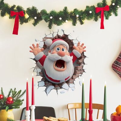 OEM Vinilo Decorativo De Pared Con Efecto Papá Noel Y Efecto Robo, Fondo Para Una Fiesta De Navidad, Pegatina Decorativa OEM Vinilo Decorativo De Pared Con Efecto Papá Noel Y Efecto Robo, Fondo Para Una Fiesta De Navidad, Pegatina Decorativa