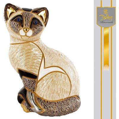Escultura de cerámica de gato Siamés De Rosa Rinconada - Pintada a mano Escultura de cerámica de gato Siamés De Rosa Rinconada - Pintada a mano