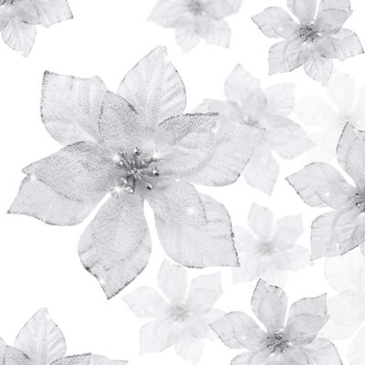 OEM Willbond Juego De 36 Adornos Navideños De Flor De Pascua, 3 Tamaños De Flores Artificiales Plateadas Con Purpurina, Ideales Para Árboles De Navidad, Decoración Del Hogar Y Exteriores Para Navidad Y Añ OEM Willbond Juego De 36 Adornos Navideños De Flor De Pascua, 3 Tamaños De Flores Artificiales Plateadas Con Purpurina, Ideales Para Árboles De Navidad, Decoración Del Hogar Y Exteriores Para Navidad Y Añ