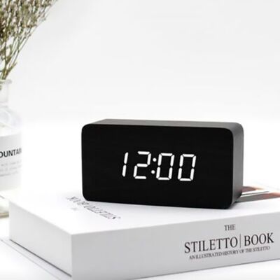 LARGEIGHT Reloj Despertador Digital De Madera Con Brillo Ajustable, Control Por Voz, Reloj Rectangular Led Que Muestra La Hora Y La Temperatura, Decoración Del Hogar - Enlé LARGEIGHT Reloj Despertador Digital De Madera Con Brillo Ajustable, Control Por Voz, Reloj Rectangular Led Que Muestra La Hora Y La Temperatura, Decoración Del Hogar - Enlé