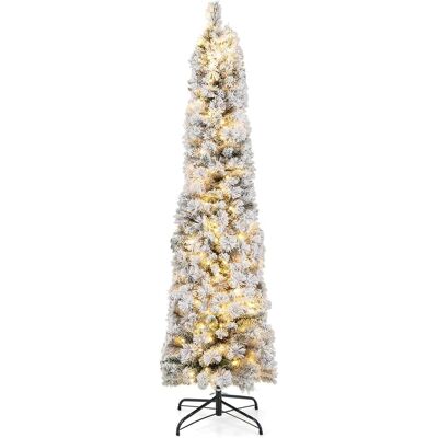 Costway 180cm Árbol De Navidad Artificial, 150 Luces Led Blancas Cálidas, Árbol De Navidad En Forma De Lápiz Nevado, 373 Puntas De Rama De Pe Y Pvc, Agujas De Pino, Navidad Decoración Costway 180cm Árbol De Navidad Artificial, 150 Luces Led Blancas Cálidas, Árbol De Navidad En Forma De Lápiz Nevado, 373 Puntas De Rama De Pe Y Pvc, Agujas De Pino, Navidad Decoración