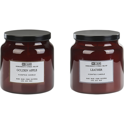 Beliani Juego de 2 velas aromáticas - Cera de soja - Fragancia fresca - 10cm Beliani Juego de 2 velas aromáticas - Cera de soja - Fragancia fresca - 10cm