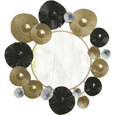 JHY DESIGN Decoración De Pared Metálica Con Espejo Decorativo Para Salón, Dormitorio O Pasillo, 84 X 84 Cm, Dorado Y Negro. JHY DESIGN Decoración De Pared Metálica Con Espejo Decorativo Para Salón, Dormitorio O Pasillo, 84 X 84 Cm, Dorado Y Negro.