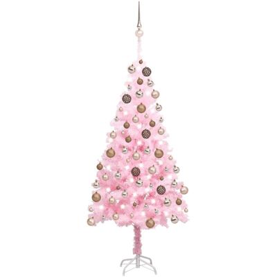 Árbol de Navidad rosa de 150cm vidaXL con LEDs y bolas Árbol de Navidad rosa de 150cm vidaXL con LEDs y bolas