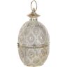 BELIANI Farol de metal dorado 34 cm con portavelas de cristal huevo calado oriental Amorgos - Blanco