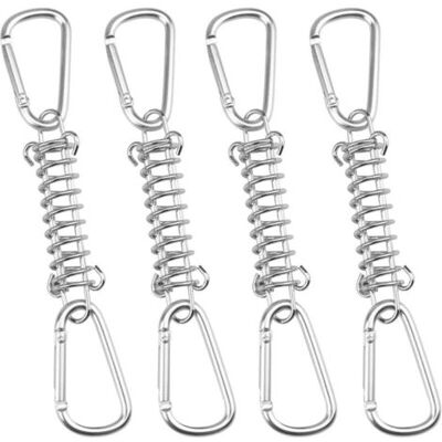 FOCTRO Anillo Con Montaje De Resorte Para Toldo De Sol – Accesorio De Acero Inoxidable Con 4 Resortes De Montaje Y 8 Ganchos De Mosquetón, 4 Unidades. FOCTRO Anillo Con Montaje De Resorte Para Toldo De Sol – Accesorio De Acero Inoxidable Con 4 Resortes De Montaje Y 8 Ganchos De Mosquetón, 4 Unidades.