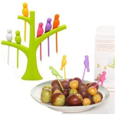 TRADE SHOP TRAESIO Trade Shop - Set 2 Supporti Alberi 6 Porta Forchette Da Frutta Forma Uccellini Spiedini - TRADE SHOP TRAESIO Trade Shop - Set 2 Supporti Alberi 6 Porta Forchette Da Frutta Forma Uccellini Spiedini -