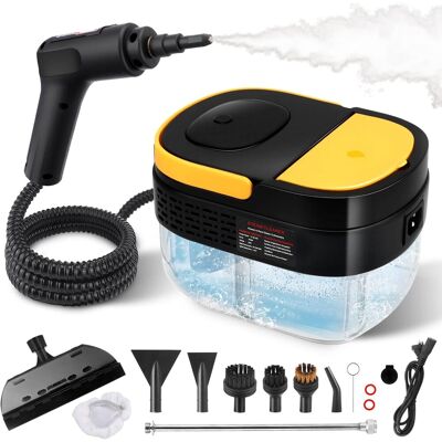 QIYAO Limpiador A Vapor, Aparato Portátil De Alta Presión De 1,6 L, Calentamiento Rápido, Mango Y Niveles De Vapor Ajustables, Con 10 Accesorios – Amarillo QIYAO Limpiador A Vapor, Aparato Portátil De Alta Presión De 1,6 L, Calentamiento Rápido, Mango Y Niveles De Vapor Ajustables, Con 10 Accesorios – Amarillo