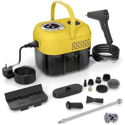 BLACKCUP Limpiador A Vapor De Alta Presión, 6 Velocidades, Limpiador A Vapor Doméstico Portátil Con Depósito De Agua De 1,7 L Y Cabezal De Cepillo BLACKCUP Limpiador A Vapor De Alta Presión, 6 Velocidades, Limpiador A Vapor Doméstico Portátil Con Depósito De Agua De 1,7 L Y Cabezal De Cepillo