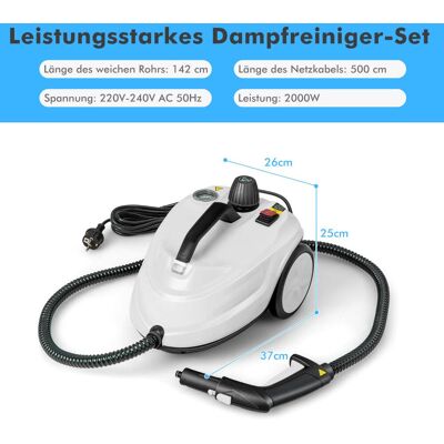 NORTHIX Limpiador A Vapor Portátil De 2000 W, Juego De 15 Accesorios NORTHIX Limpiador A Vapor Portátil De 2000 W, Juego De 15 Accesorios