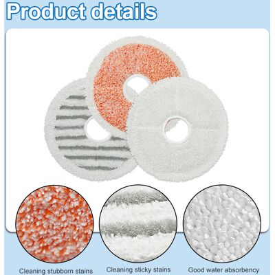 OEM Compatible Con La Mopa De Vapor Todo En Uno Bissell Spinwave + Vac 3764: Almohadillas De Limpieza Reutilizables (juego De 3 Piezas). OEM Compatible Con La Mopa De Vapor Todo En Uno Bissell Spinwave + Vac 3764: Almohadillas De Limpieza Reutilizables (juego De 3 Piezas).