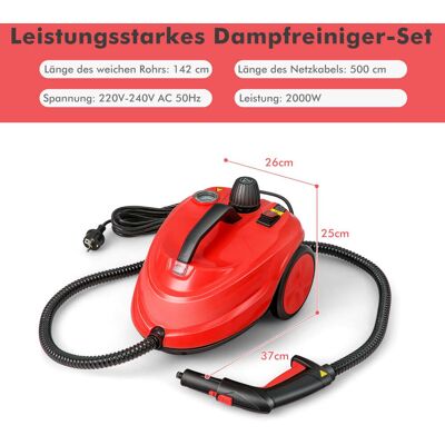 NORTHIX Limpiador A Vapor De Alta Presión, 2000 W, Juego De 15 Piezas, Color Rojo NORTHIX Limpiador A Vapor De Alta Presión, 2000 W, Juego De 15 Piezas, Color Rojo