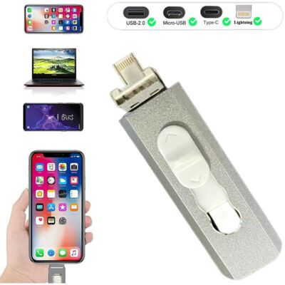 TRADE SHOP TRAESIO Trade Shop - Pen Drive Flashdrive Key Desde 128 Gb 4 En 1 Usb Para Iphone Ios Android Type C - TRADE SHOP TRAESIO Trade Shop - Pen Drive Flashdrive Key Desde 128 Gb 4 En 1 Usb Para Iphone Ios Android Type C -