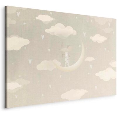 OEM Imagen - Pequeño Conquistador - Un Ratón Con Un Pijama Estampado De Corazones En La Luna Entre Las Nubes / El Ratón Y La Luna OEM Imagen - Pequeño Conquistador - Un Ratón Con Un Pijama Estampado De Corazones En La Luna Entre Las Nubes / El Ratón Y La Luna