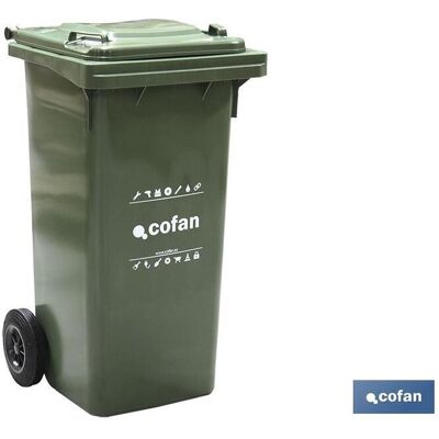 Contenedor 2 Ruedas 120 Litros Color Verde , Contenedores Para Basura Con Capacidad Para 120 Litros.contenedores Disponibles Para Vidrio (verde), Plástico (amarillo), Papel ( - Cofan Contenedor 2 Ruedas 120 Litros Color Verde , Contenedores Para Basura Con Capacidad Para 120 Litros.contenedores Disponibles Para Vidrio (verde), Plástico (amarillo), Papel ( - Cofan