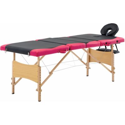 HELLOSHOP26 Camilla De Masaje Plegable De 4 Zonas Madera Negro Y Rosa 020001858 HELLOSHOP26 Camilla De Masaje Plegable De 4 Zonas Madera Negro Y Rosa 020001858