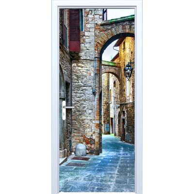 OEM Adhesivo De Tela Para Puerta Con Diseño De Calle Del Casco Antiguo 870pd OEM Adhesivo De Tela Para Puerta Con Diseño De Calle Del Casco Antiguo 870pd