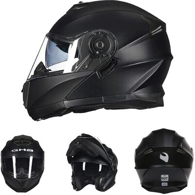 OEM Casco De Motocicleta, Doble Lente, Certificado De Seguridad Dot, Negro, Xl OEM Casco De Motocicleta, Doble Lente, Certificado De Seguridad Dot, Negro, Xl