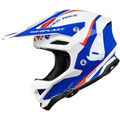 OEM Casco De Motocross Ufo Diamond De Fibra De Carbono Y Vidrio, Talla L, Blanco/rojo/azul. OEM Casco De Motocross Ufo Diamond De Fibra De Carbono Y Vidrio, Talla L, Blanco/rojo/azul.