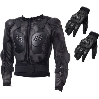 OEM Chaqueta Integral De Moto Con Protectores De Espalda, Hombros Y Pecho, 1 Par De Guantes, Talla 2xl OEM Chaqueta Integral De Moto Con Protectores De Espalda, Hombros Y Pecho, 1 Par De Guantes, Talla 2xl