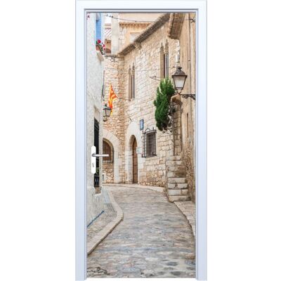 OEM Pegatina De Tela Para Puerta Con Diseño De Calle Del Casco Antiguo 528pd OEM Pegatina De Tela Para Puerta Con Diseño De Calle Del Casco Antiguo 528pd