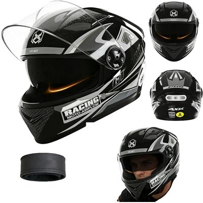 OEM Casco Integral De Moto, Doble Visera, Cuello Desmontable, Negro. OEM Casco Integral De Moto, Doble Visera, Cuello Desmontable, Negro.