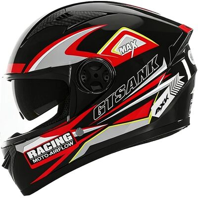 OEM Casco De Moto, Visera De Doble Protección, Cuello Desmontable, Rojo. OEM Casco De Moto, Visera De Doble Protección, Cuello Desmontable, Rojo.