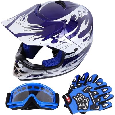 OEM Casco De Motocicleta, Certificado Dot, Incluye Gafas Y Guantes, Azul-a, Talla M OEM Casco De Motocicleta, Certificado Dot, Incluye Gafas Y Guantes, Azul-a, Talla M