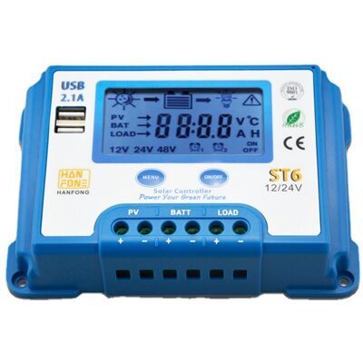TREETALK Controlador De Carga Solar De 10 A Y 12 V/24 V Con Pantalla Lcd Y Dos Puertos Usb Para Baterías De Paneles Solares - St6-10a TREETALK Controlador De Carga Solar De 10 A Y 12 V/24 V Con Pantalla Lcd Y Dos Puertos Usb Para Baterías De Paneles Solares - St6-10a