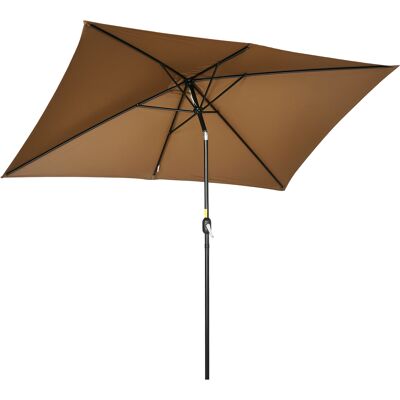 BEYAMIS Sombrilla Rectangular Basculante, Protección Solar, Tejido De Poliéster De 180 G/m², 2,94 M (largo) X 1,98 M (ancho) X 2,55 M (alto), Marrón. BEYAMIS Sombrilla Rectangular Basculante, Protección Solar, Tejido De Poliéster De 180 G/m², 2,94 M (largo) X 1,98 M (ancho) X 2,55 M (alto), Marrón.
