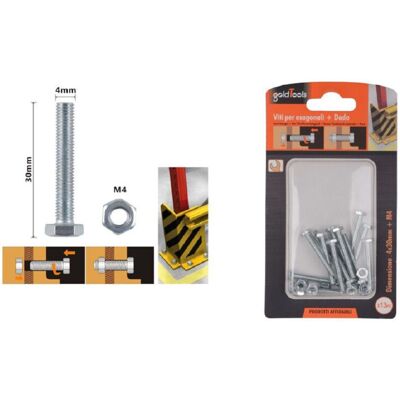 TRADE SHOP TRAESIO Trade Shop - Set 13pz Vite Viti Per Esterno A Testa Esagonali 4 X 30mm Con Dadi Dado M4 90906 - TRADE SHOP TRAESIO Trade Shop - Set 13pz Vite Viti Per Esterno A Testa Esagonali 4 X 30mm Con Dadi Dado M4 90906 -