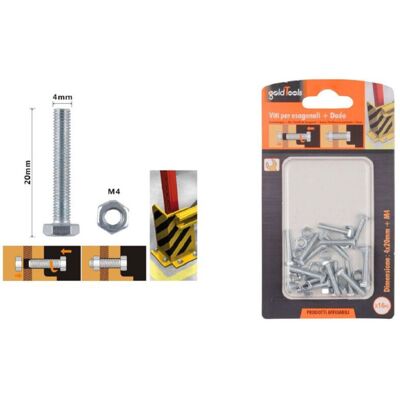 TRADE SHOP TRAESIO Trade Shop - Set 16 Pz Vite Viti Per Esterno A Testa Esagonali 4x20 Mm Con Dadi Dado M4 90905 - TRADE SHOP TRAESIO Trade Shop - Set 16 Pz Vite Viti Per Esterno A Testa Esagonali 4x20 Mm Con Dadi Dado M4 90905 -