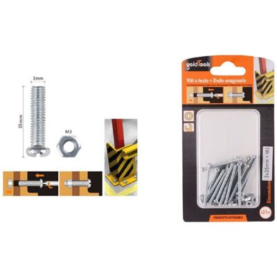 TRADE SHOP TRAESIO Trade Shop - Set 21 Pz Viti Vite Testa A Croce Tonda 3x35 Mm Con Dadi Dado Esagonale M3 90957 - TRADE SHOP TRAESIO Trade Shop - Set 21 Pz Viti Vite Testa A Croce Tonda 3x35 Mm Con Dadi Dado Esagonale M3 90957 -