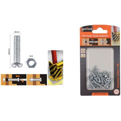 TRADE SHOP TRAESIO Trade Shop - Set 22 Pz Viti Vite Testa A Croce Tonda 4x20 Mm Con Dadi Dado Esagonale M4 90961 - TRADE SHOP TRAESIO Trade Shop - Set 22 Pz Viti Vite Testa A Croce Tonda 4x20 Mm Con Dadi Dado Esagonale M4 90961 -