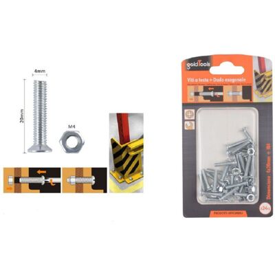TRADE SHOP TRAESIO Trade Shop - Set 24 Pezzi Viti Vite A Testa A Croce Piatta 4x20mm Con Dado Esagonale M4 90935 - TRADE SHOP TRAESIO Trade Shop - Set 24 Pezzi Viti Vite A Testa A Croce Piatta 4x20mm Con Dado Esagonale M4 90935 -