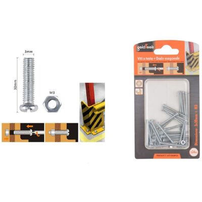 TRADE SHOP TRAESIO Trade Shop - Set 24 Pz Viti Vite Testa A Croce Tonda 3x30mm Con Dadi Dado Esagonale M3 90956 - TRADE SHOP TRAESIO Trade Shop - Set 24 Pz Viti Vite Testa A Croce Tonda 3x30mm Con Dadi Dado Esagonale M3 90956 -
