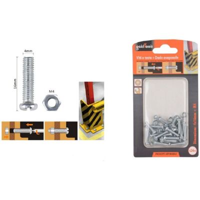 TRADE SHOP TRAESIO Trade Shop - Set 24 Pz Viti Vite Testa A Croce Tonda 4x16 Mm Con Dadi Dado Esagonale M4 90960 - TRADE SHOP TRAESIO Trade Shop - Set 24 Pz Viti Vite Testa A Croce Tonda 4x16 Mm Con Dadi Dado Esagonale M4 90960 -
